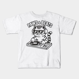 Dj Cat outline Kids T-Shirt